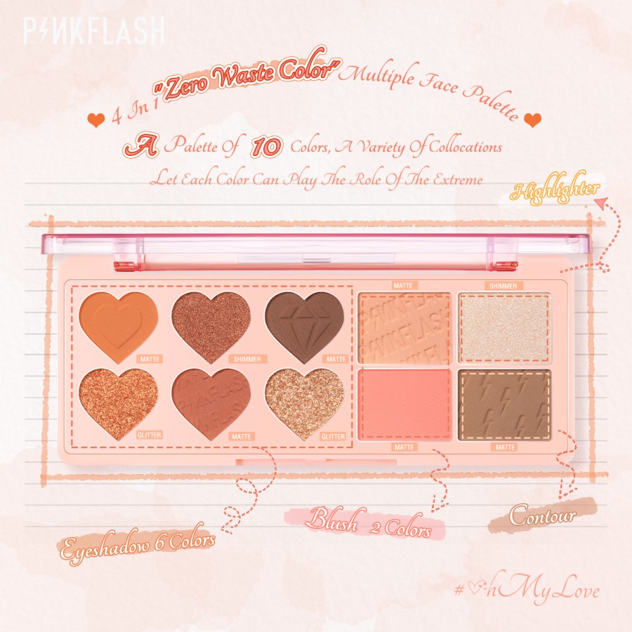 OhMyLove 4 in 1 Multiple Face Palette Eyeshadow - Mandarin Latte 2