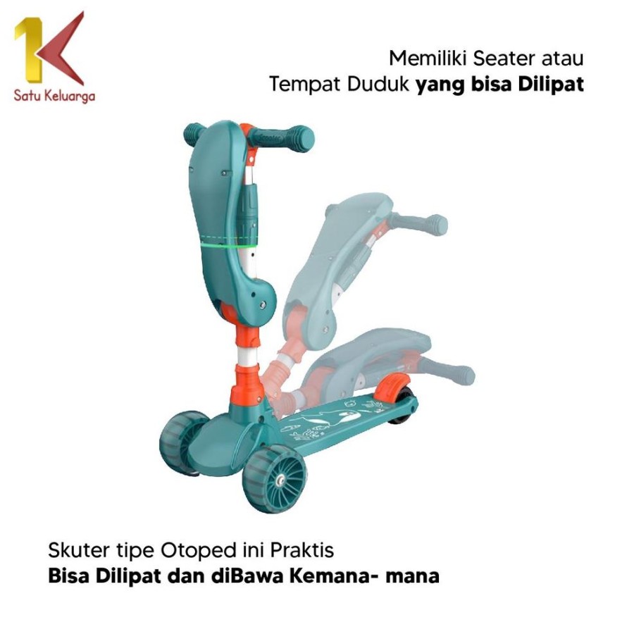 LIMINDI SUKSES BERSAMA Satu Keluarga Mainan Skuter Otoped 3 Roda 2 in 1  M290