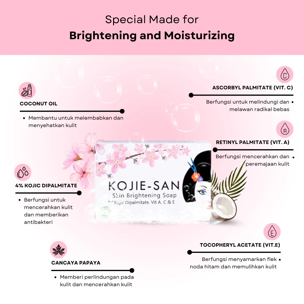 Beauty Elements Ventures Kojie-San Skin Brightening Soap with Kojic Dipalmitate, Vit. A, C & E