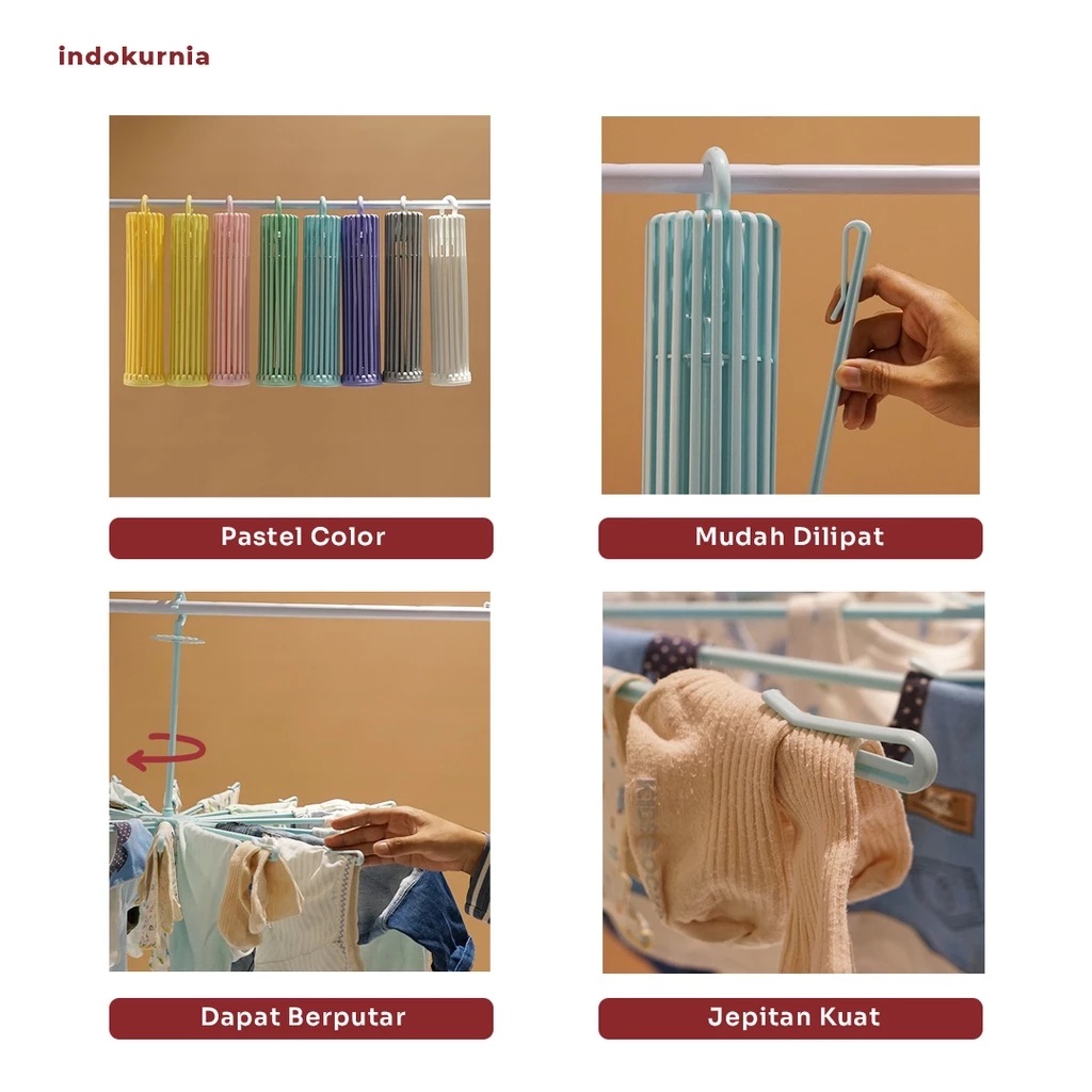Indo Kurnia Jakarta  Indokurnia Gantungan Jemuran Bayi Pastel 30 Stik
