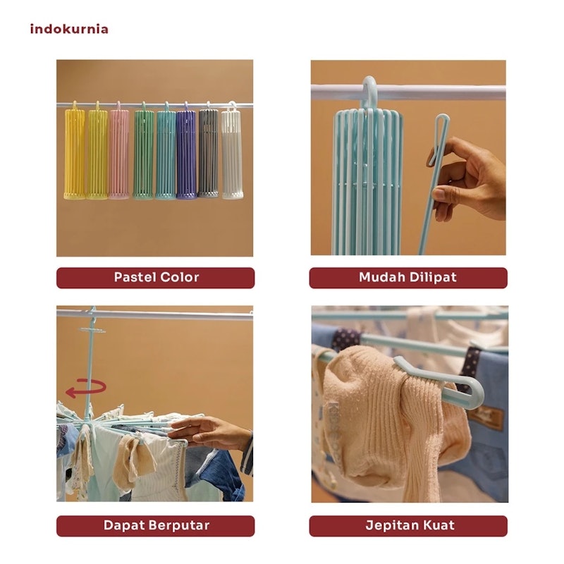 Indokurnia Gantungan Jemuran Bayi Pastel 30 Stik 3