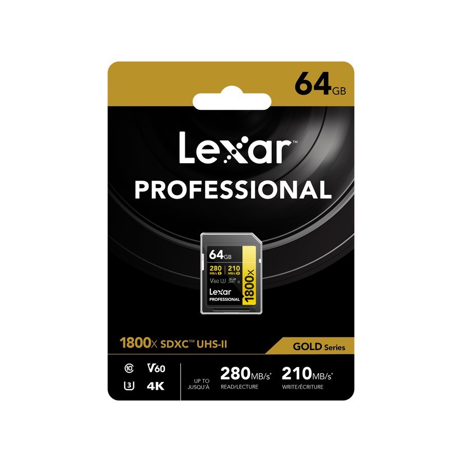 Longsys Lexar® Professional 1800x SDXC™ UHS-II Card GOLD Series 64GB