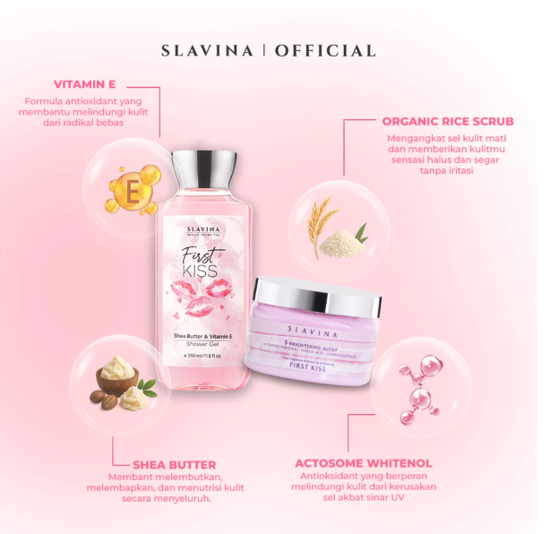 RANS Kosmetika Indonesia SLAVINA Paket Body Care First Kiss