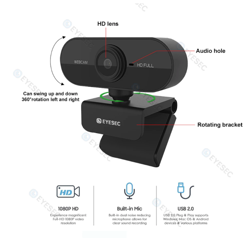 Eyesec Webcam 1080P Laptop USB Kamera PC 2