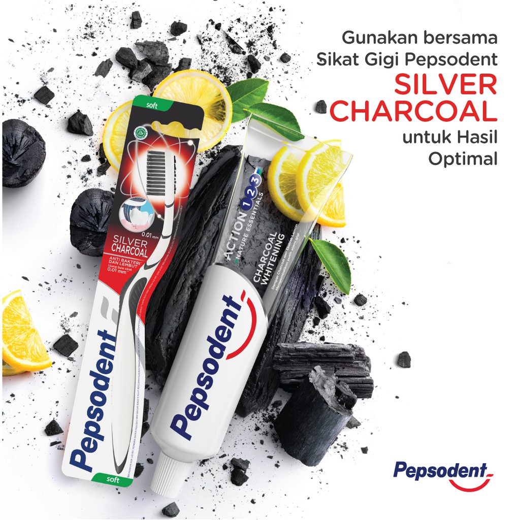 Pasta Gigi Pepsodent Complete 8 Charcoal