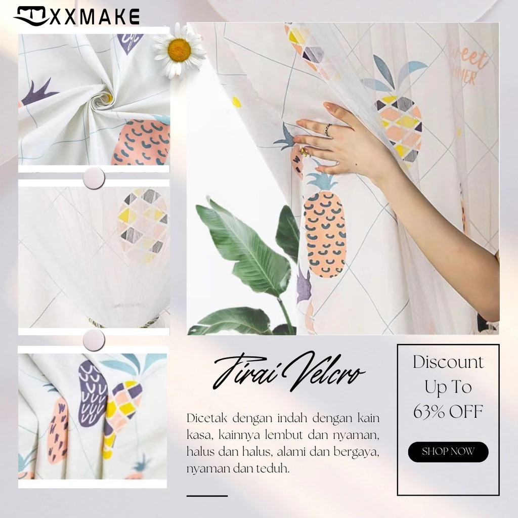  XXMake Tirai Jendela Velcro Motif