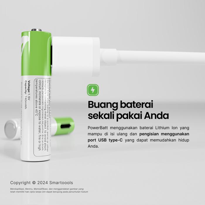 Smartoools PowerBatt Series Baterai Isi Ulang AAA 1.5V 2 Pcs 2