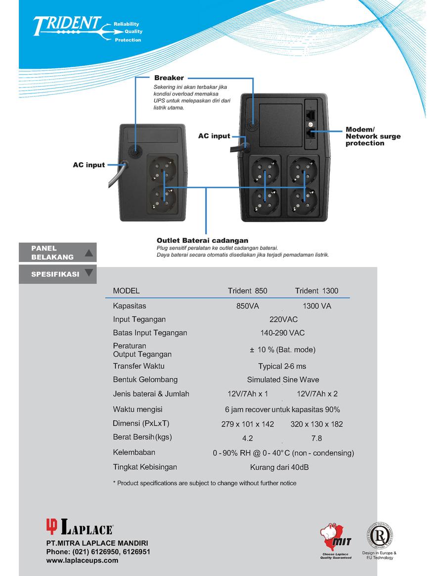 Lpalasindo Pratama Laplace Trident 850VA