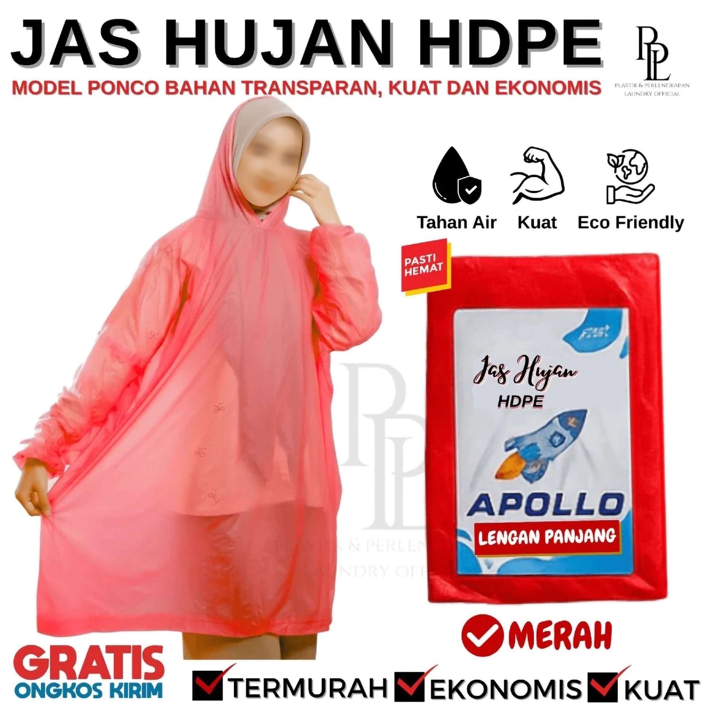  Apollo Jas Hujan Ponco Plastik