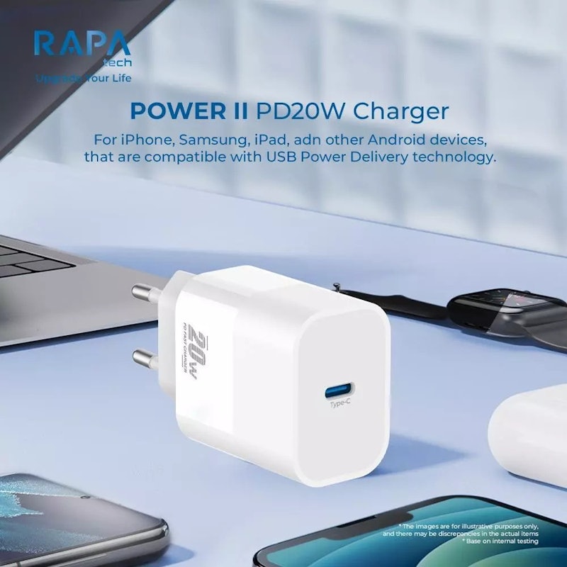 RAPAtech Power Mini GaN with USB-C to USB-C 60W Cable 2