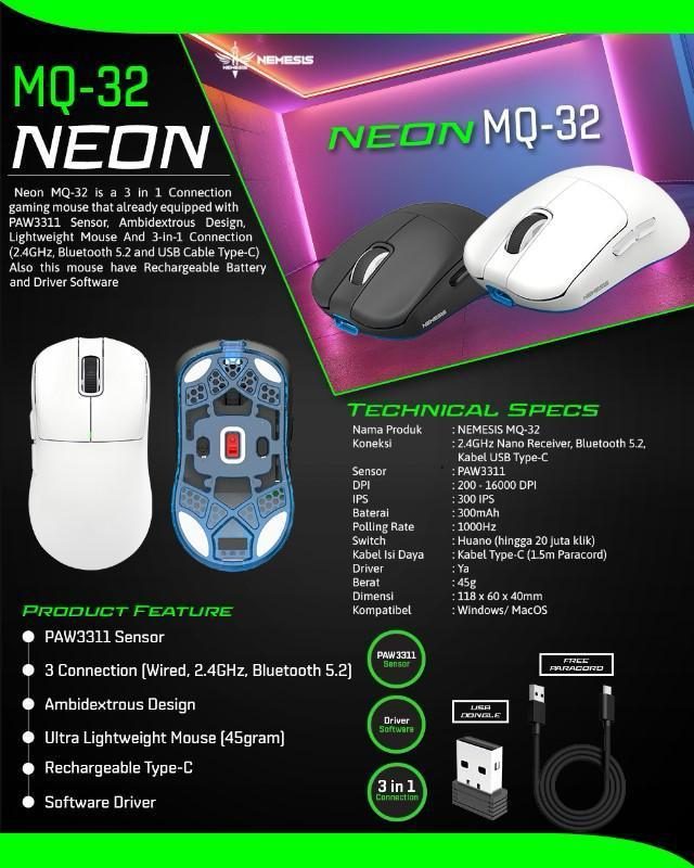 Klip Teknologi Indonesia NYK Nemesis Gaming Mouse Neon MQ32