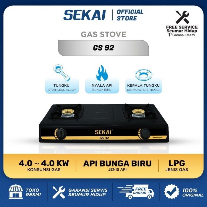 Tripasific Electrindo SEKAI Kompor Gas 2 Tungku GS 92