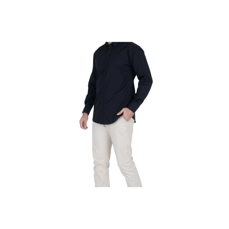BENHILL Kemeja Basic Formal Pria Panjang Katun Poplin Black 2