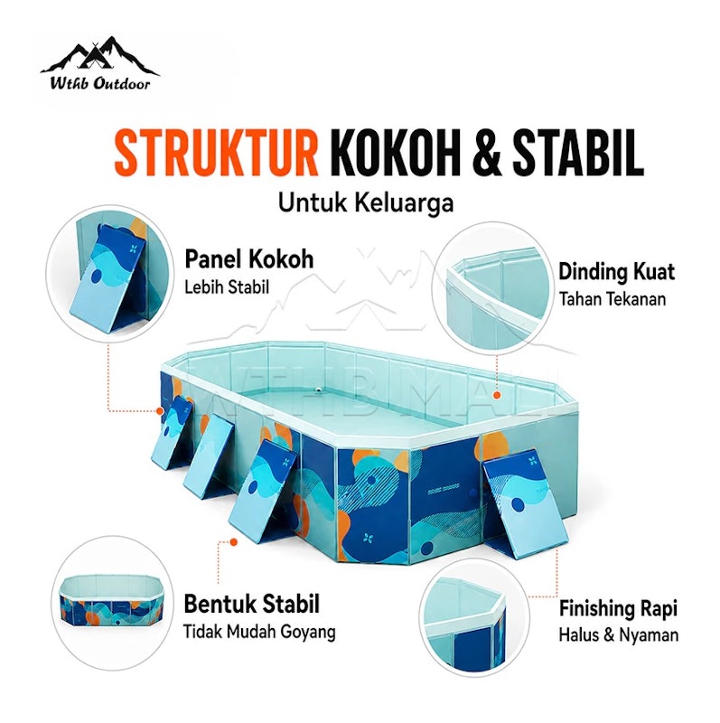 WTHB Outdoor Kolam Lipat Jumbo 1,8 m 3