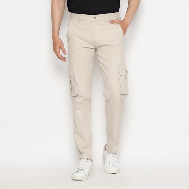 Code Male Barnet Cargo Pants Cream 4