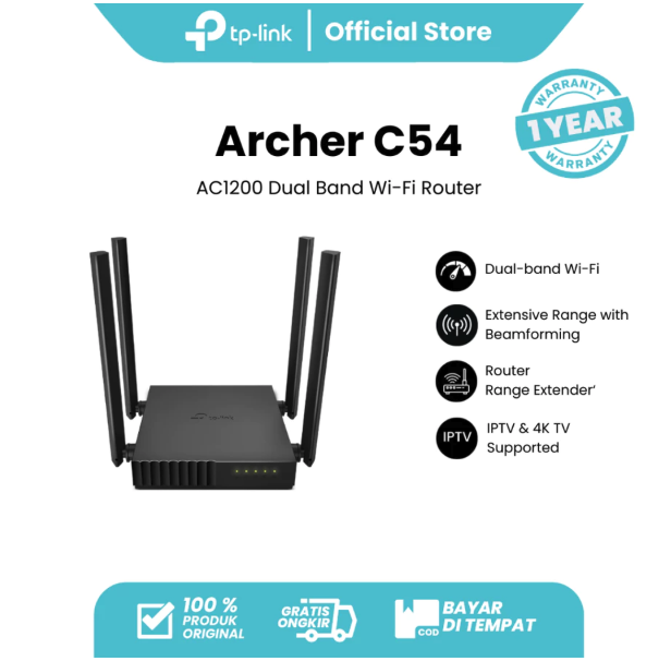 TP-LINK AC1200 Dual Band Wi-Fi Router Archer C54