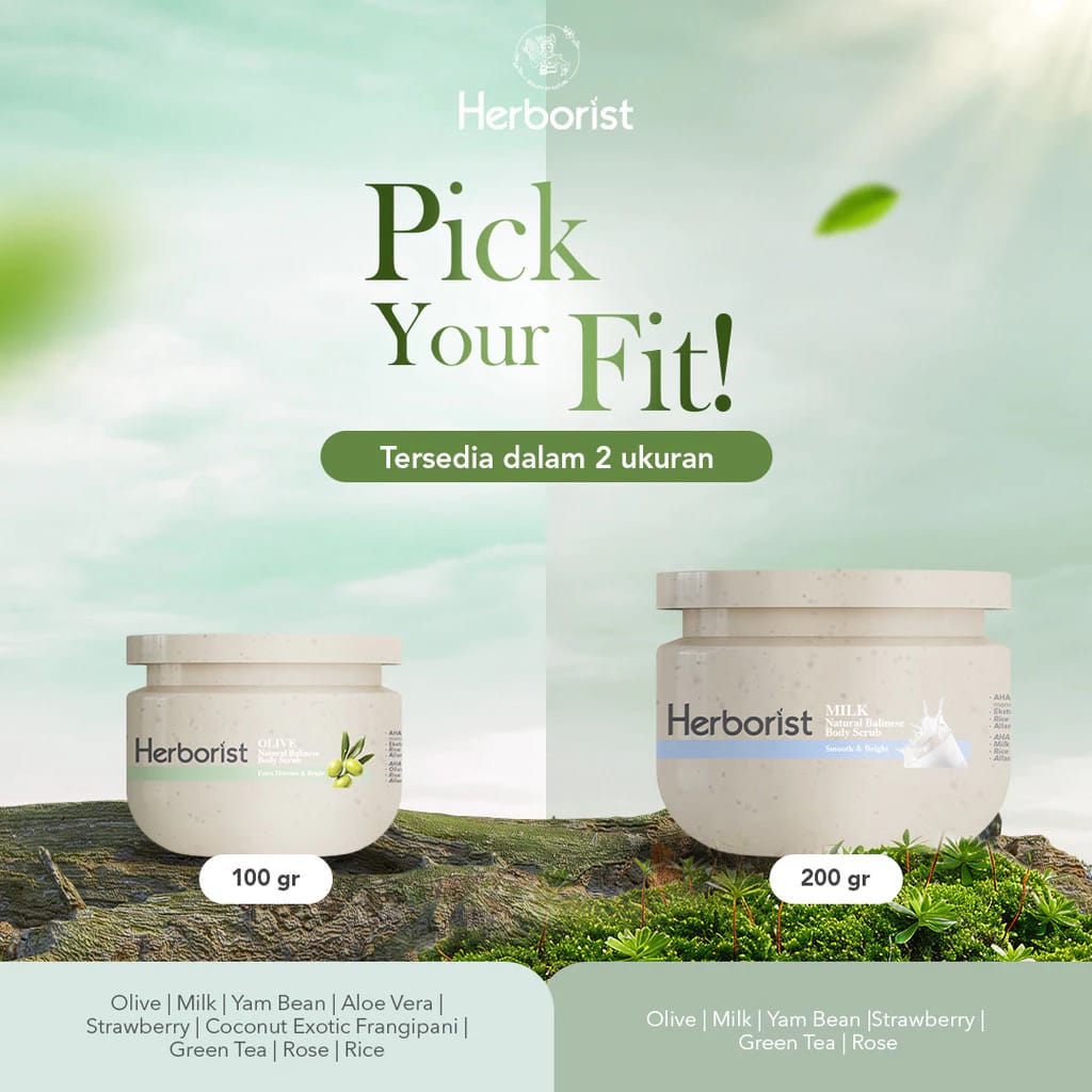 Victoria Care Indonesia Herborist Natural Balinese Body Scrub AHA-BHA-PHA Olive