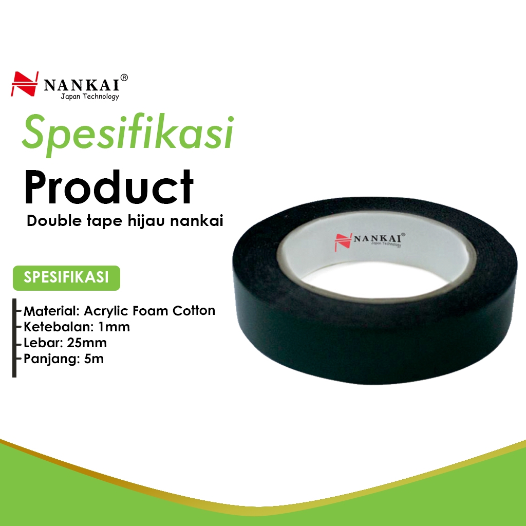 Rohartindo Nusantara Luas Nankai Double Tape Foam Hijau 1 inch x 5 m