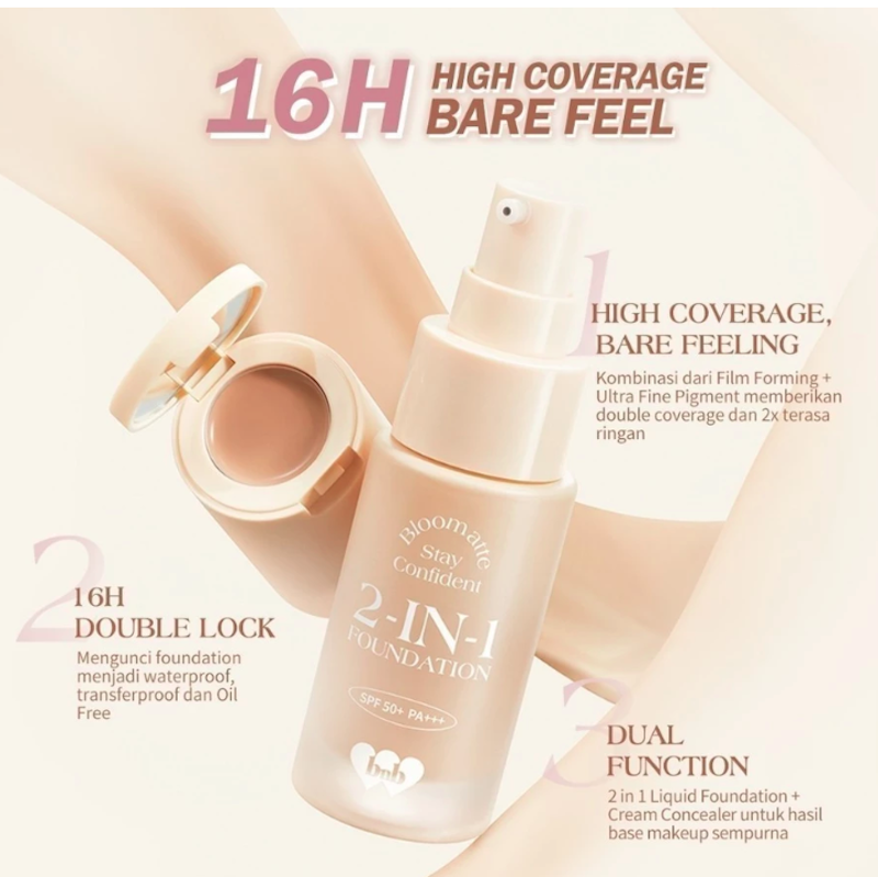 Bloomatte Stay Confident 2 in 1 Foundation LW2 Custard 3