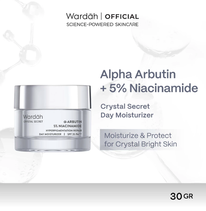 Paragon Technology and Innovation Wardah Crystal Secret Alpha Arbutin + 5% Niacinamide Hyperpigmentation Repair Day Moisturizer