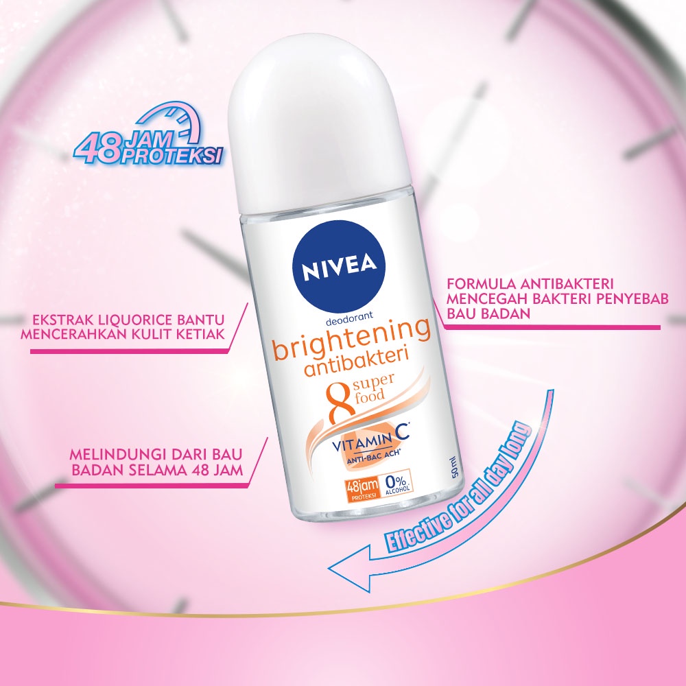 Nivea Brightening Antibakteri 8 Superfood Deodorant Roll On