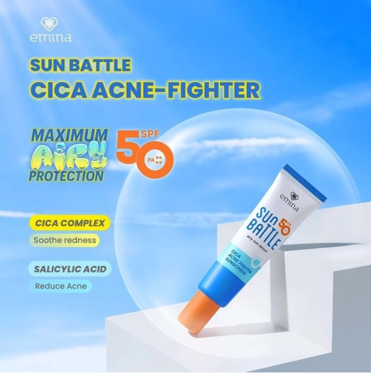 Paragon Technology and Innovation Emina Sun Battle Cica Acne Fighter Sunscreen SPF 50 PA++++