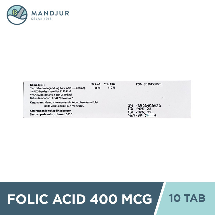 Promed Promed Folic Acid 400 mcg 10 Tablet