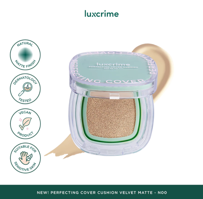 Luxury Cantika Indonesia Luxcrime Perfecting Cover Cushion Velvet Matte SPF 50 PA +++ N03