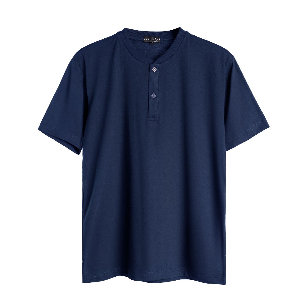 Evernext Kaos Polos Pria Henley Tee 3