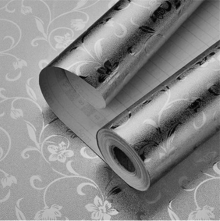 Wallpaper Stainless Dinding Dapur Aluminum Foil  3