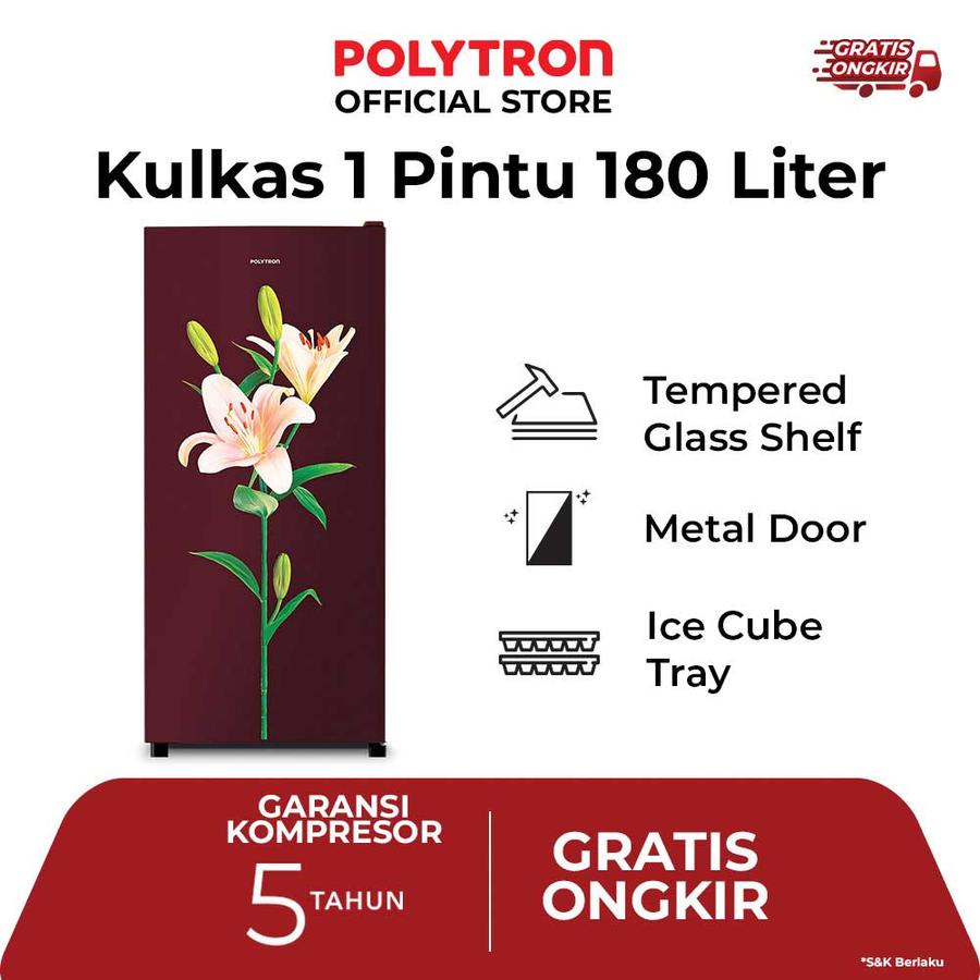 Hartono Istana Teknologi Polytron Kulkas 1 Pintu Metallic 180 Liter PRB 187PR