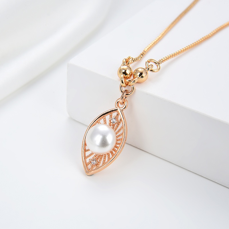 HYL JEWELRY  Kalung Titaniun Korea Wanita Permata Perhiasan Lapis Emas 18k  92N