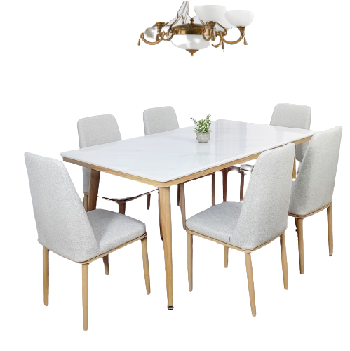 SAPPORO EMILIA Meja Makan Set Marmer