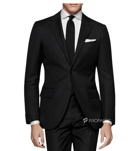 Propaget Jas Formal Pria Slimfit Hitam List Putih