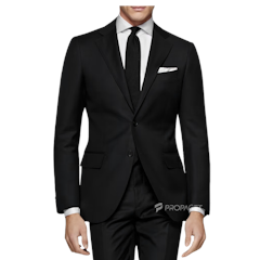 Propaget Jas Formal Pria Slimfit Hitam List Putih
