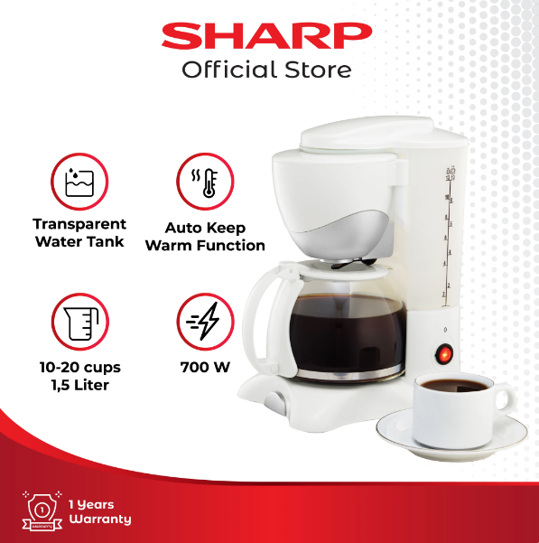 SHARP Electronics Incorporated SHARP Coffee Maker 1.5 liter HM-80L White