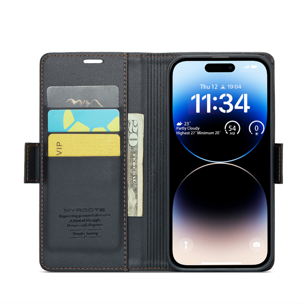 Myroots Leather Case Flip RFID Iphone