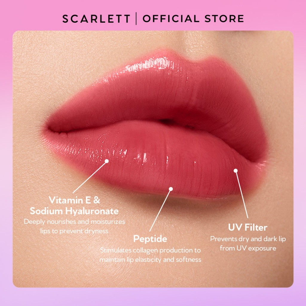 Opto Lingkar Sejahtera Scarlett Whitening Glass Glow Tinted Lip Balm Juicy Cherry