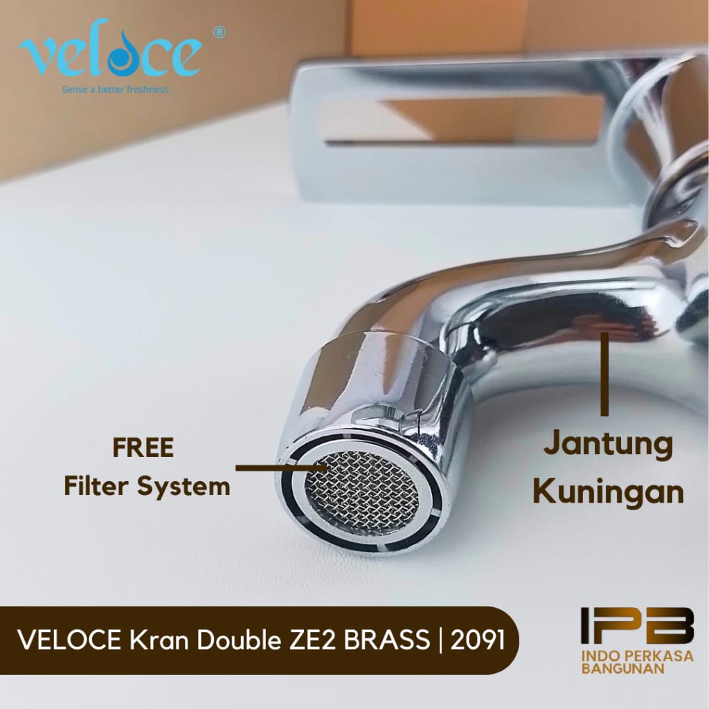 Indo Perkasa Bangunan Volce Kran Double ZE2 KDB Brass 2091