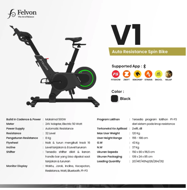 Felvon Indonesia Felvon V1 Auto Resistance Spin Bike