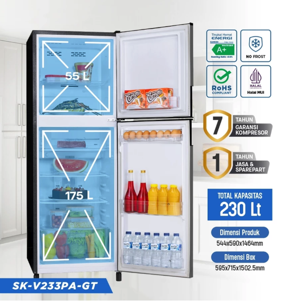 Sanken Argadwija Sanken Lemari Es 2 Pintu SK-V233PA-GT