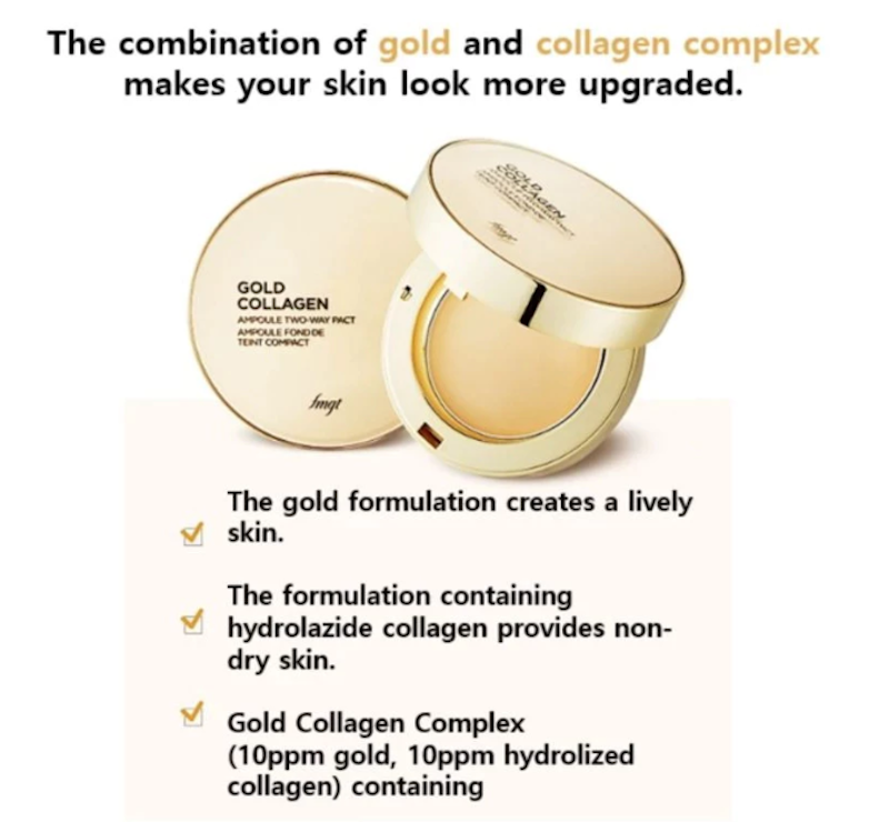 The Face Shop fmgt Gold Collagen Ampoule Two-Way Pact 203 Natural Beige 5