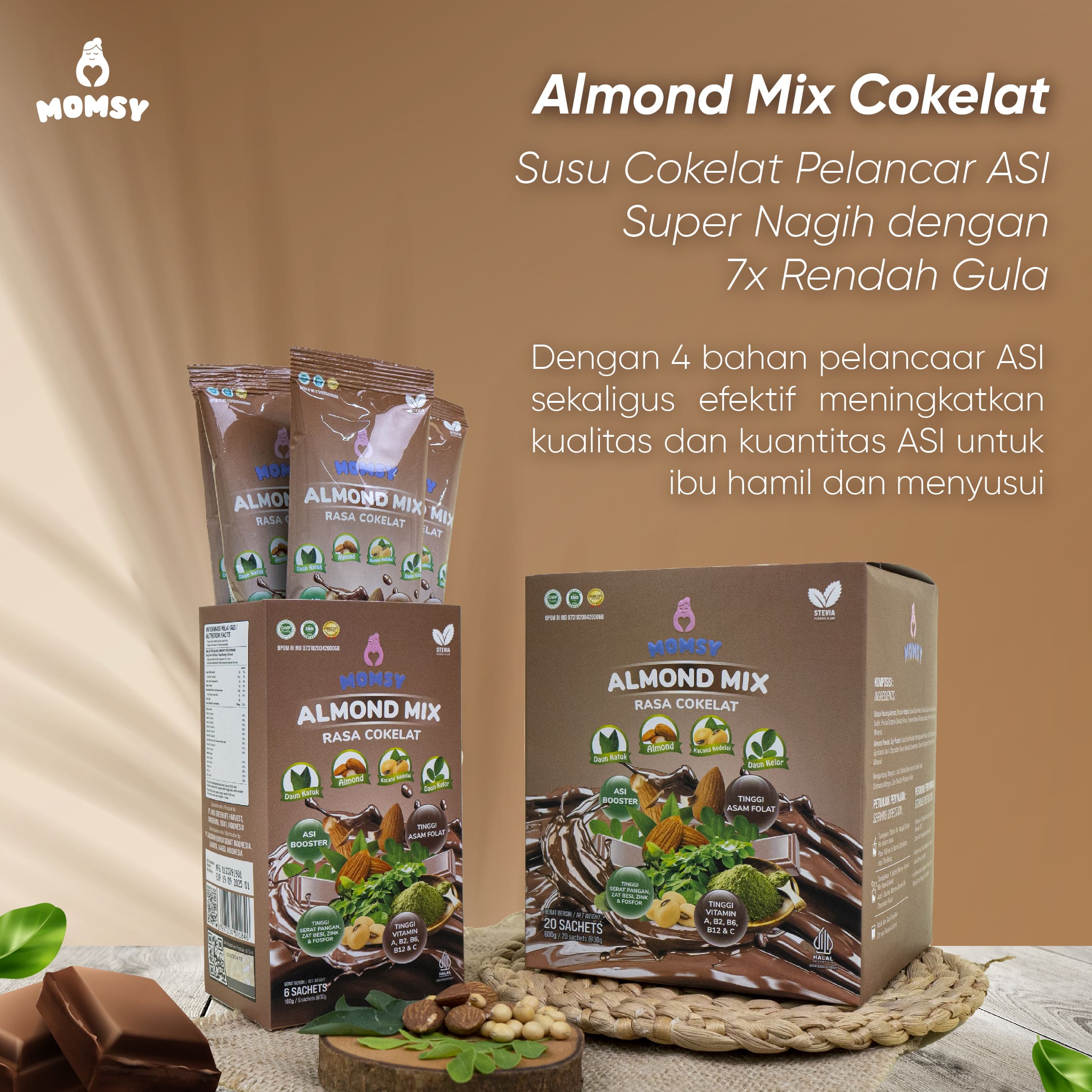 Momsy Almond Mix Rasa Cokelat
