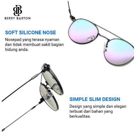 Berrybarton Kacamata Clip On Retro Bulat 2062