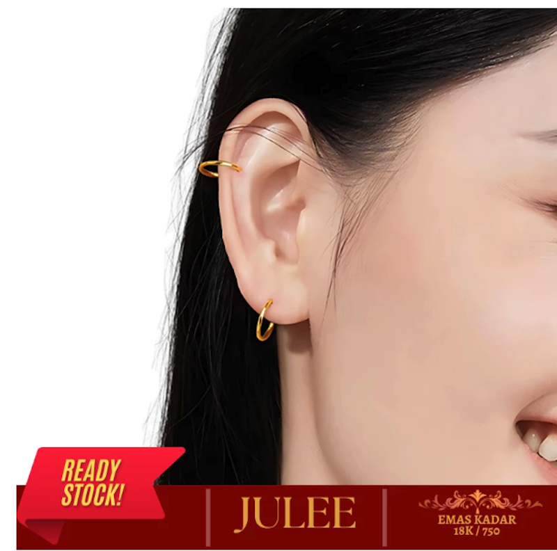 JULEE Anting Lingkaran Polos Emas 24 Karat 4