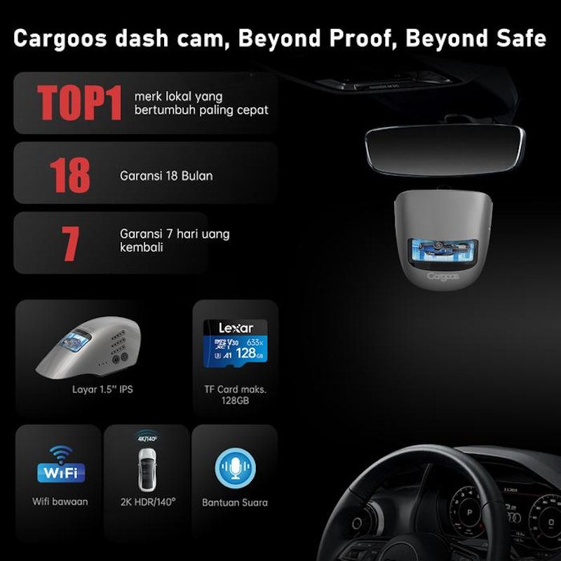 Cargoos Dashcam 2K 2
