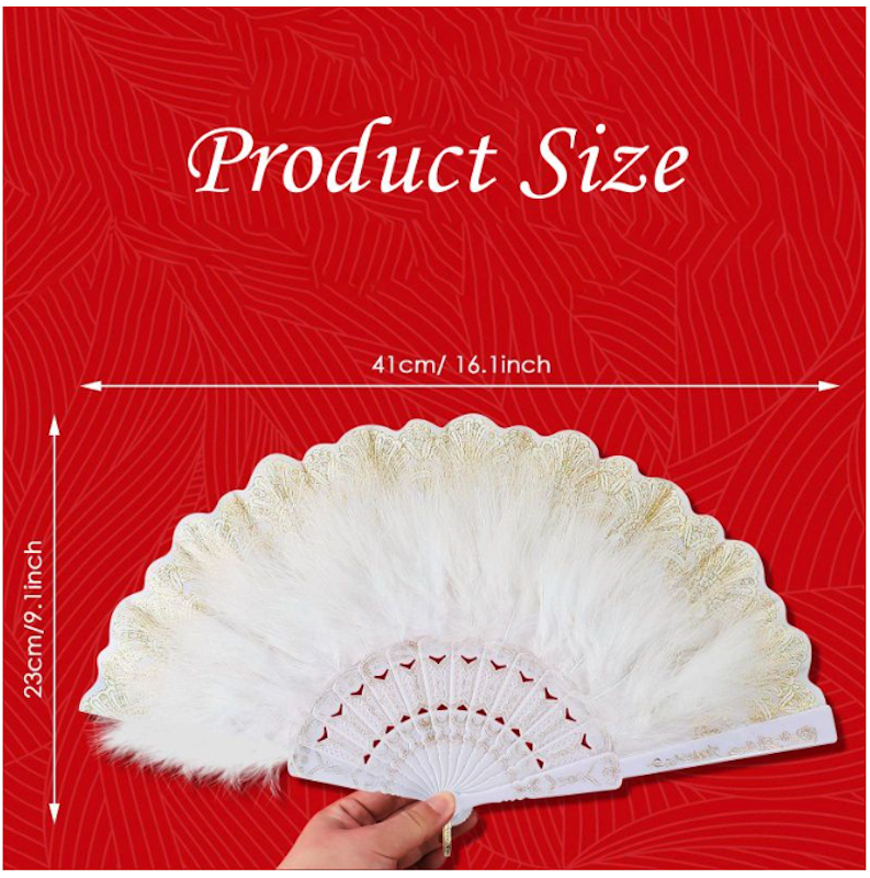 Kipas Tangan Lipat Bulu Gaya Gothic Lolita