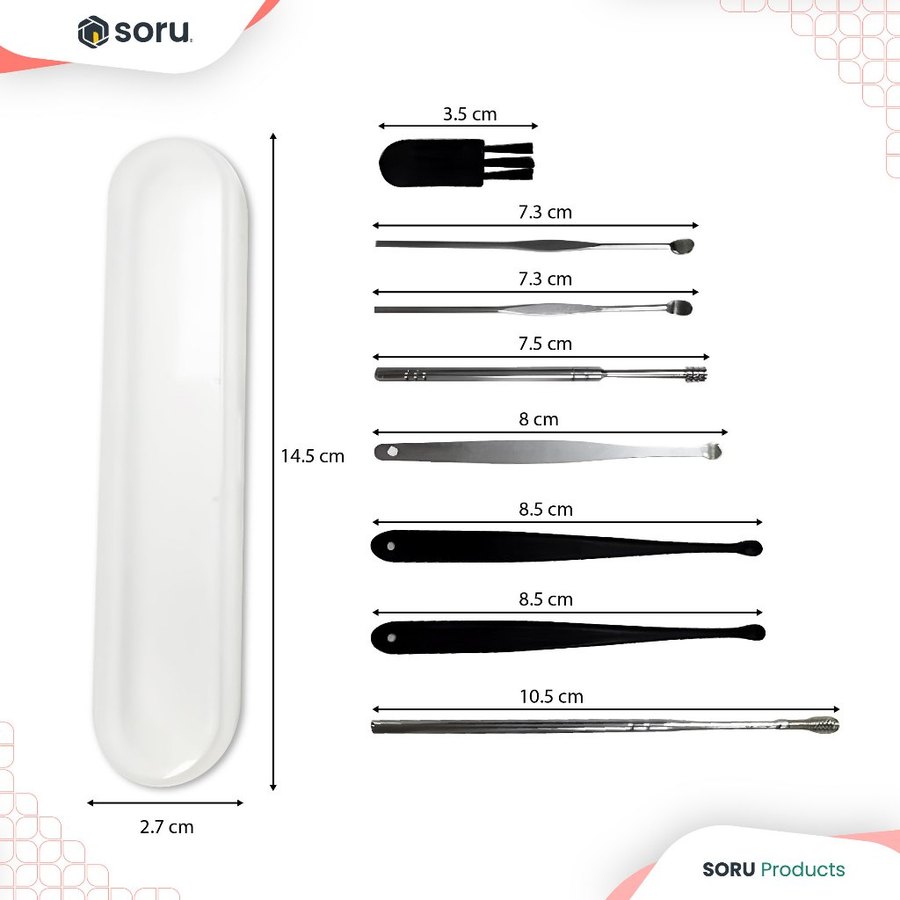 Solusi Rumah Nusantara  SORU Korek Kuping 8 in 1 Stainless Steel  ECS8007H