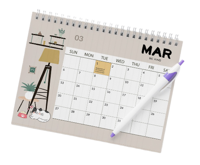 Designall Kalender Meja / Kalender Duduk Aesthetic Spiral