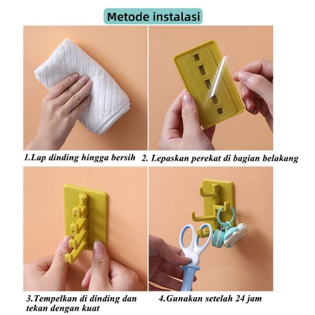  Gantungan Tempel Dinding 4 Kait Lipat